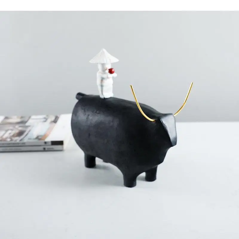Minimalism Shepherd Boy Character Statue Desk Decoration Abstract Crafts Figures Resins Sculpture Room Aesthetic Decor Ornaments
