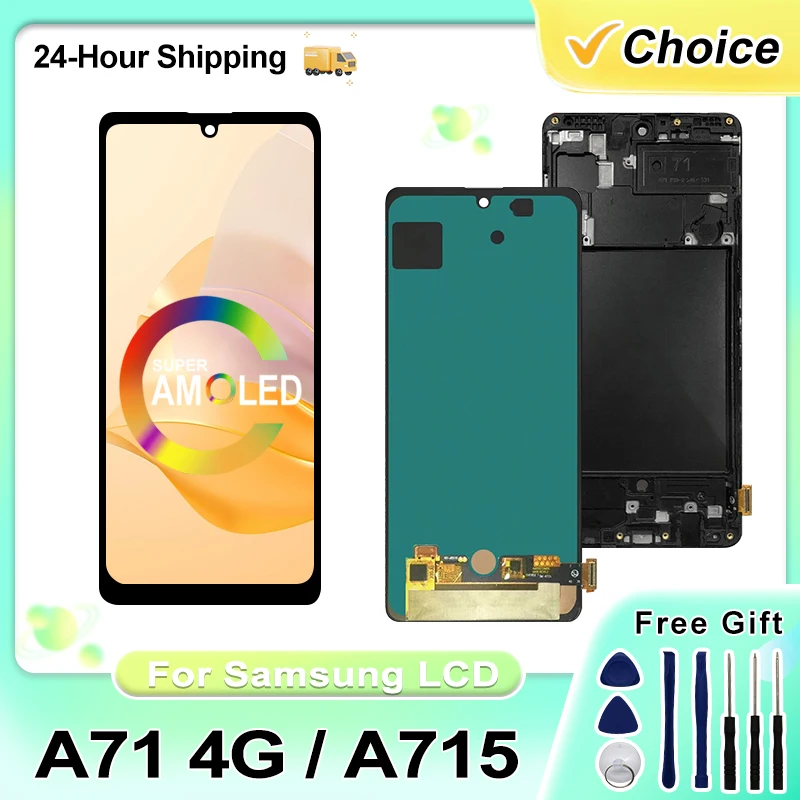 Super AMOLED For Samsung Galaxy A71 Display LCD Screen Touch Digitizer Assembly For Samsung A715 LCD SM-A715F Replacement Parts