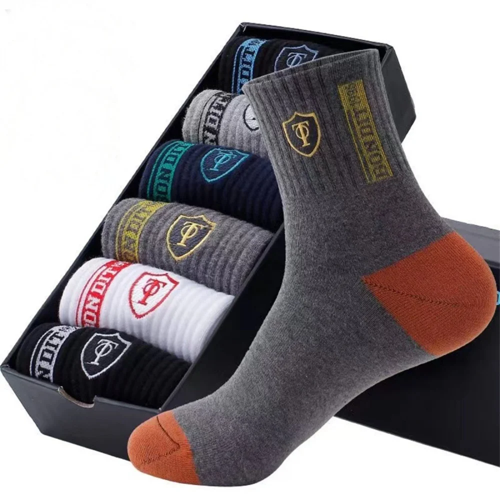 10对 Breathable Cotton Sports Stockings Men Bamboo Fiber Autumn and Winter Men Socks Sweat Absorption Deodorant Business Sox