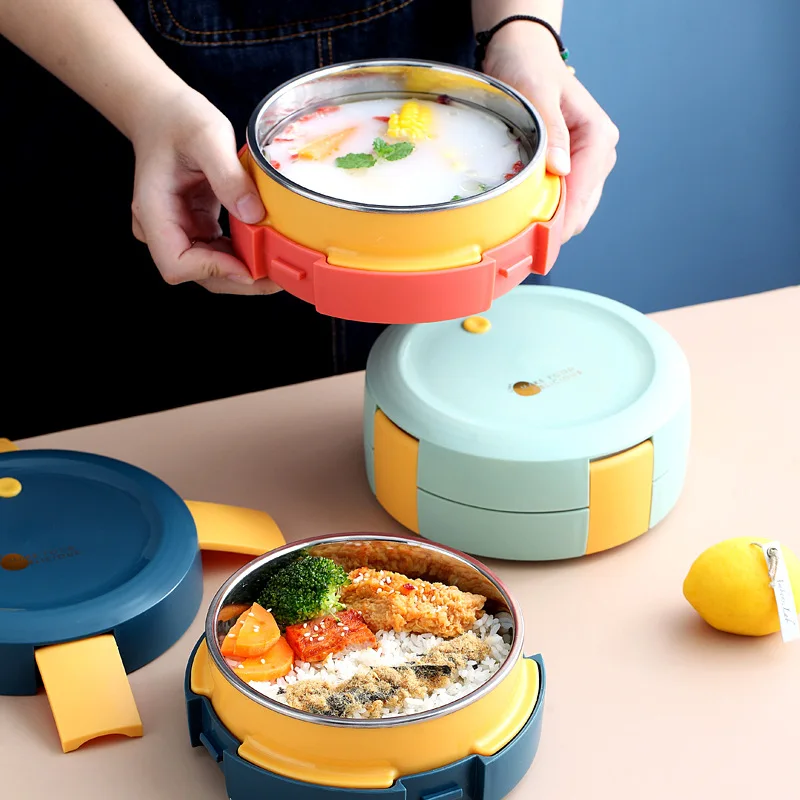 Simple Single Layer Lunch Box Portable Stainless Steel Insulated Leak-Proof Fresh-Keeping With Tableware Childrens Bento Boxes