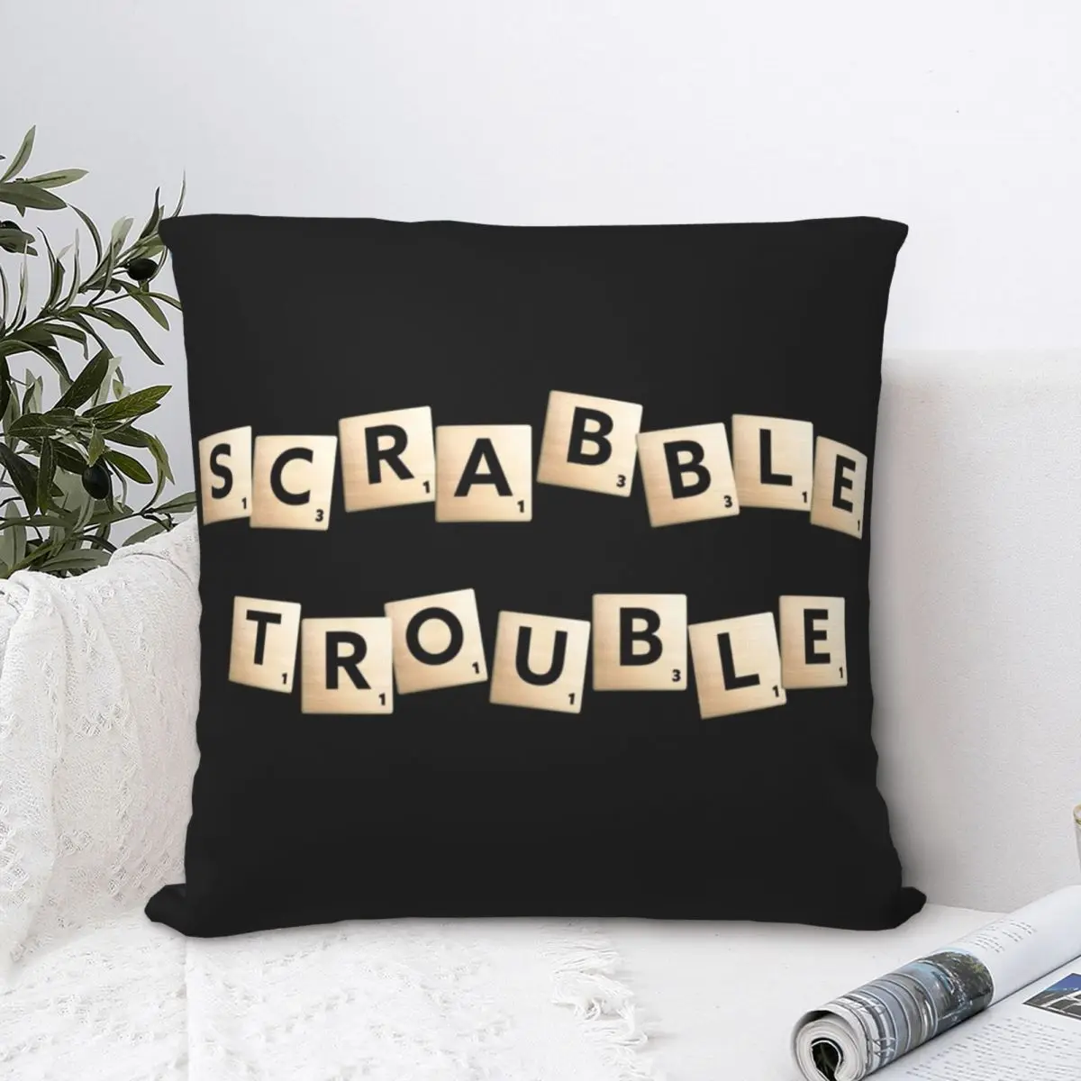 

Квадратная наволочка Scrabble, Полиэстеровая наволочка для подушки, бархатная декоративная Удобная диванная Подушка на молнии для дома, дивана