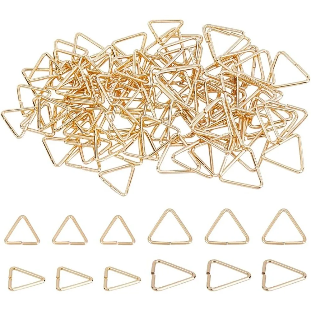 

100pcs 14k Triangle Linking Ring Clasps 2 Styles en Pinch Clip Bails Brass Hanger Connectors Pendant Buckle