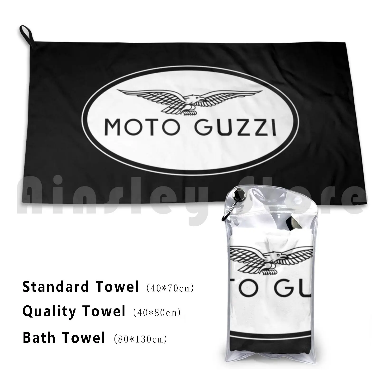 Moto Guzzi Fan Art Logo White Vintage Beach Towel Quick Dry Quality Towel Moto Guzzy Moto Guzzi Classic Classics Bike