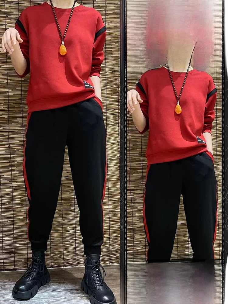 

Ele Spring Outfit Women's Sweatirt And Pants Set Comfortable High Waist Cotton Long Sve round Ne Warm Casual Spor