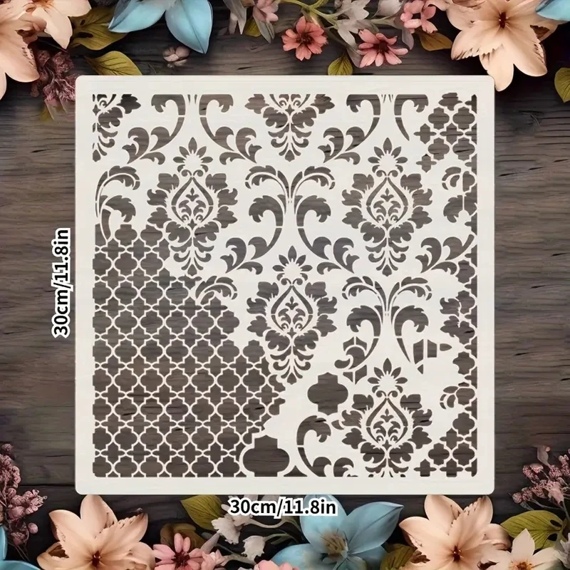 30 * 30 cm große DIY-Handwerks-Mandala-Form zum Malen von Schablonen, gestempeltes Fotoalbum, geprägte Papierkarte auf Holz, Stoff, Wand