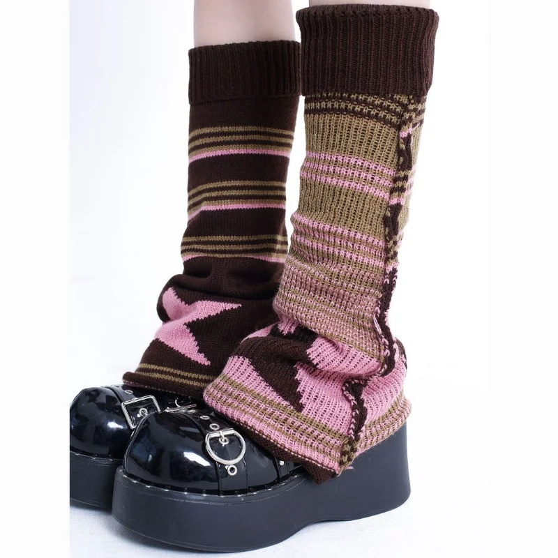 

Gyaru Goth Leg Warmers Harajuku Sexy Leg Warmer Striped Knitted Socks Women Lolita Leg Cover Slouch Socks Boot Cuff Boot Sleeves