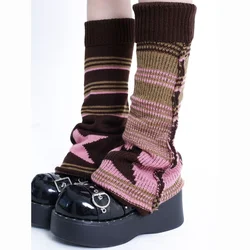 Gyaru Goth Leg Warmers Harajuku Sexy Leg Warmer Striped Knitted Socks Women Lolita Leg Cover Slouch Socks Boot Cuff Boot Sleeves