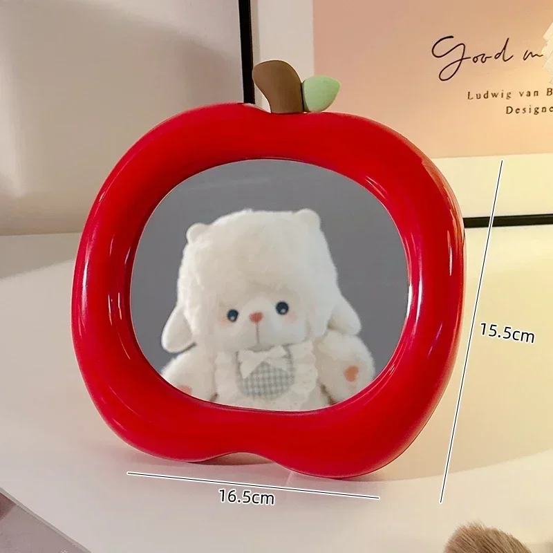 Kawaii Apple Makeup Mirror Cute Small Mirror  Student Dormitory Office Desktop Decor Portable Makeup Mirror for Women Wholesales