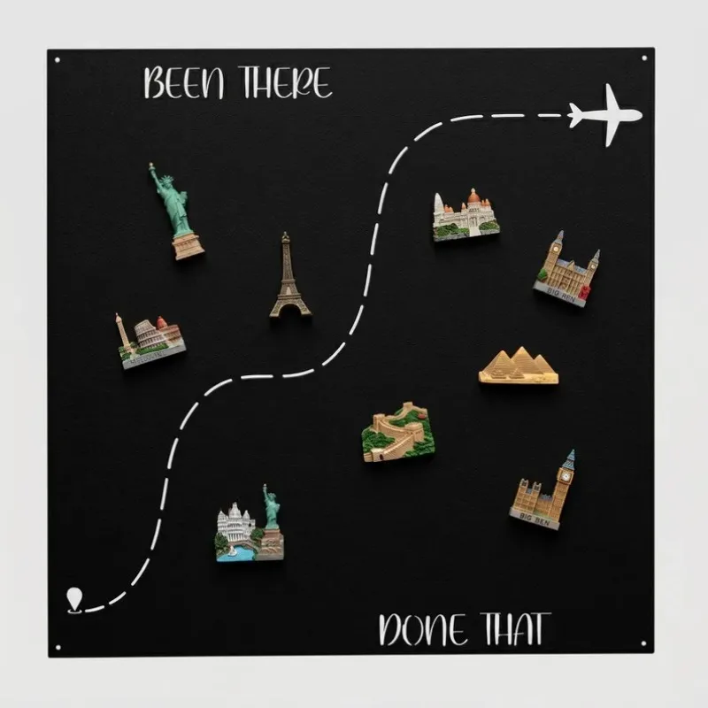 Custom Travel Magnet Magnetic Metal Board, Large Display Board for Travel Magnets Keepsake, Travel Memory Theme Wall Decor