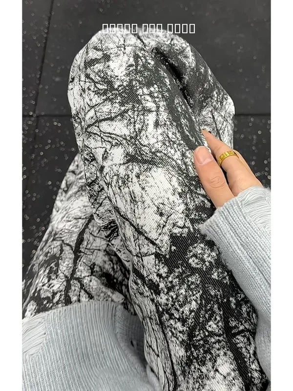 

Ретро-джинсы в американском стиле с эффектом тай-дай для мужчин, прямые брюки с легким клешем, летние повседневные свободные джинсы в стиле High Street