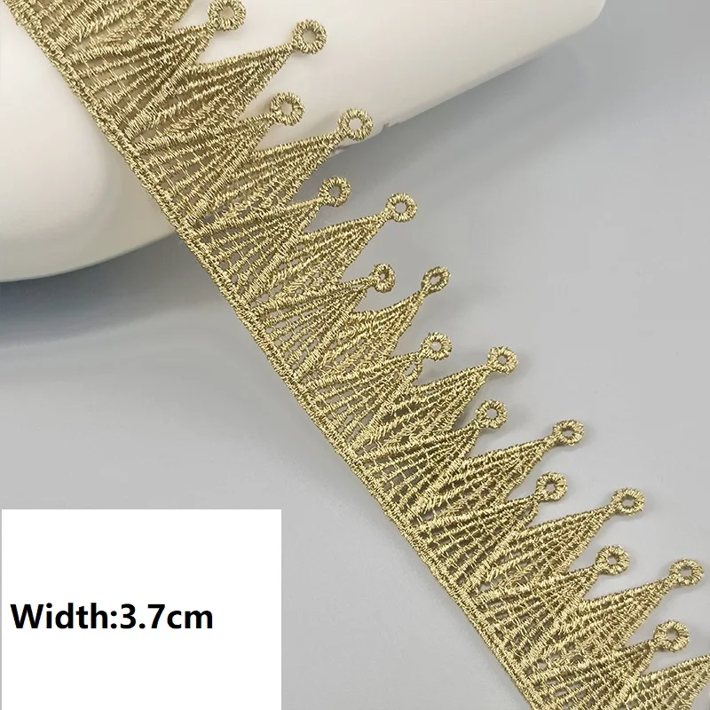 Gold Lace Trim Applique for Wedding Dresses, Luxury Embroidery, Light Gold Ribbon, 2Yards/Lot