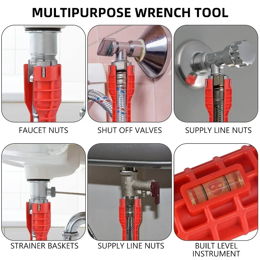 Imagem -05 - Multifuncional Faucet Extractor Tool Tap Pipe Extractor Spanner Instalador Reparação Wrench Pia Encanamento 14 Instalação