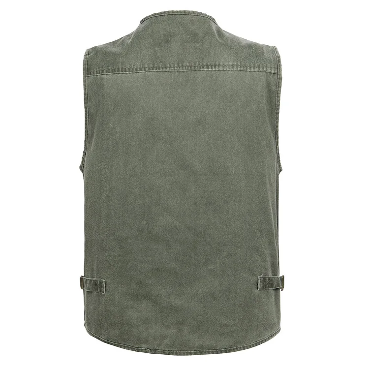 2023 Heren V-hals Casual Denim Vest Katoen Casual Multi-Pocket Fotografie Vissen Outdoor Vest