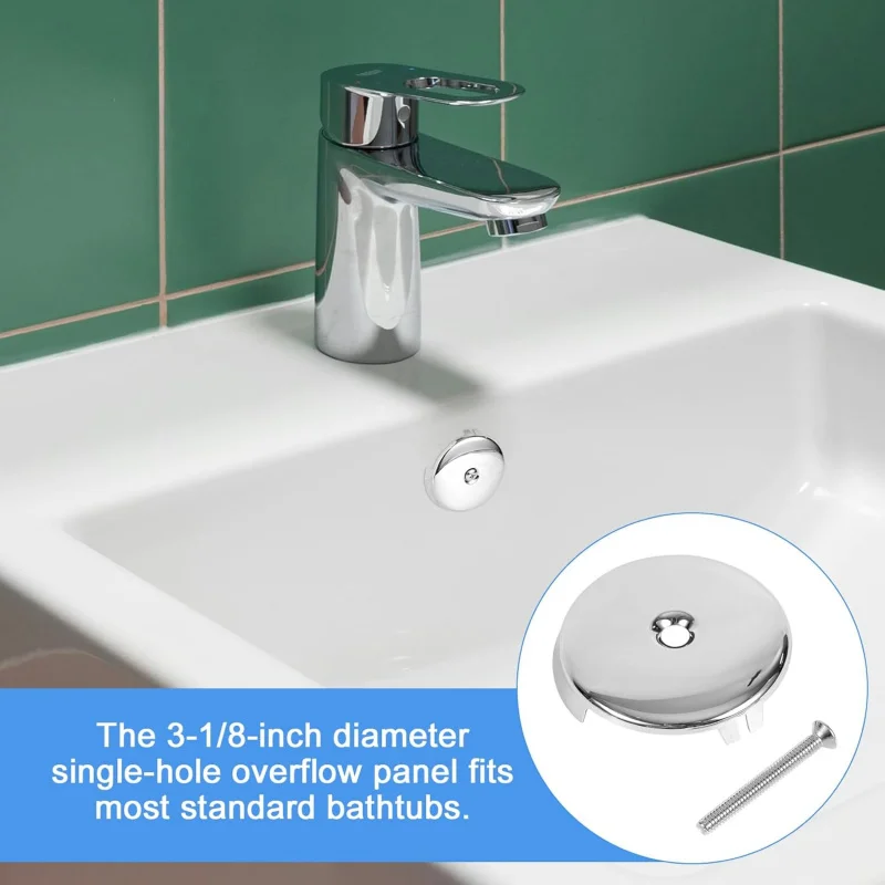 3-1/8 غطاء تصريف من الفولاذ المقاوم للصدأ بفتحة واحدة مع برغي، غطاء تصريف حوض الاستحمام، لوحة تصريف الحمام، كوف تصريف حوض الاستحمام العالمي (فضي) #4