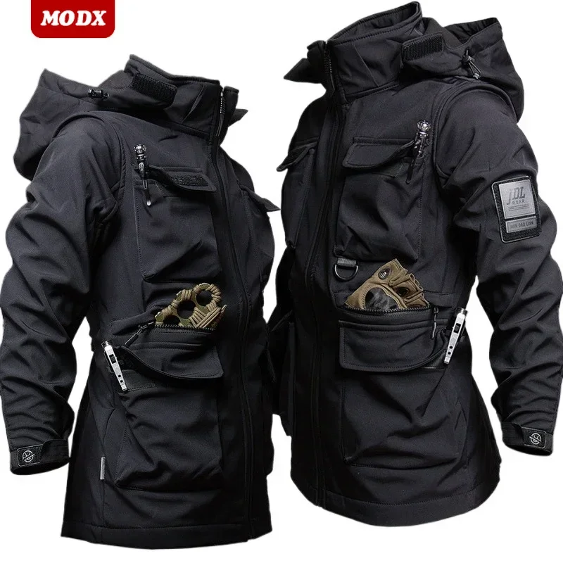 Tactics Winter Camouflage Soft Shell Jacket Men Wear Resistant Waterproof Windbreaker Multi Pocket Functional Training Suit