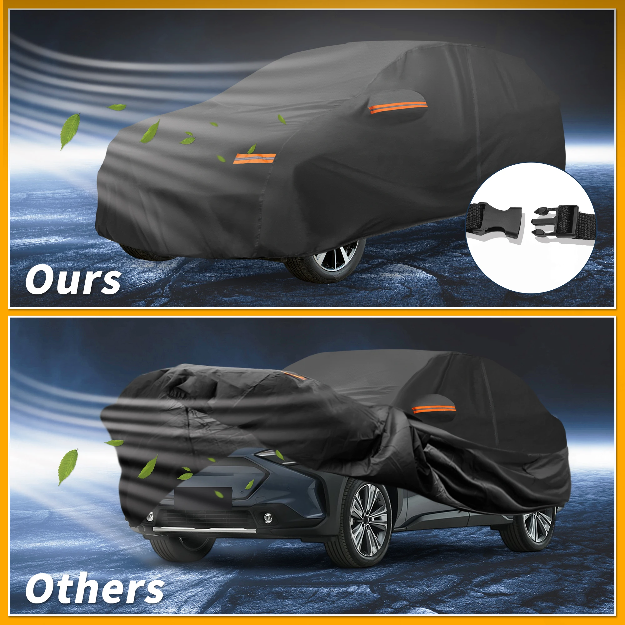 غطاء سيارة Uxcell لجميع الأحوال الجوية لسوبارو سولتيرا أسود 190T-Pu مع سحاب يسار #4