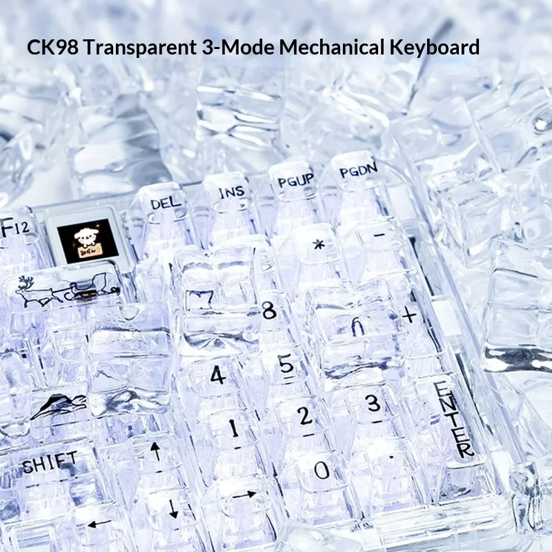 CoolkillerCK98 Mechanical Keyboard 3Modes 24G Wireless Transparent Custom Design Arctic Bear Color Gaming Esports Hot-Swappable