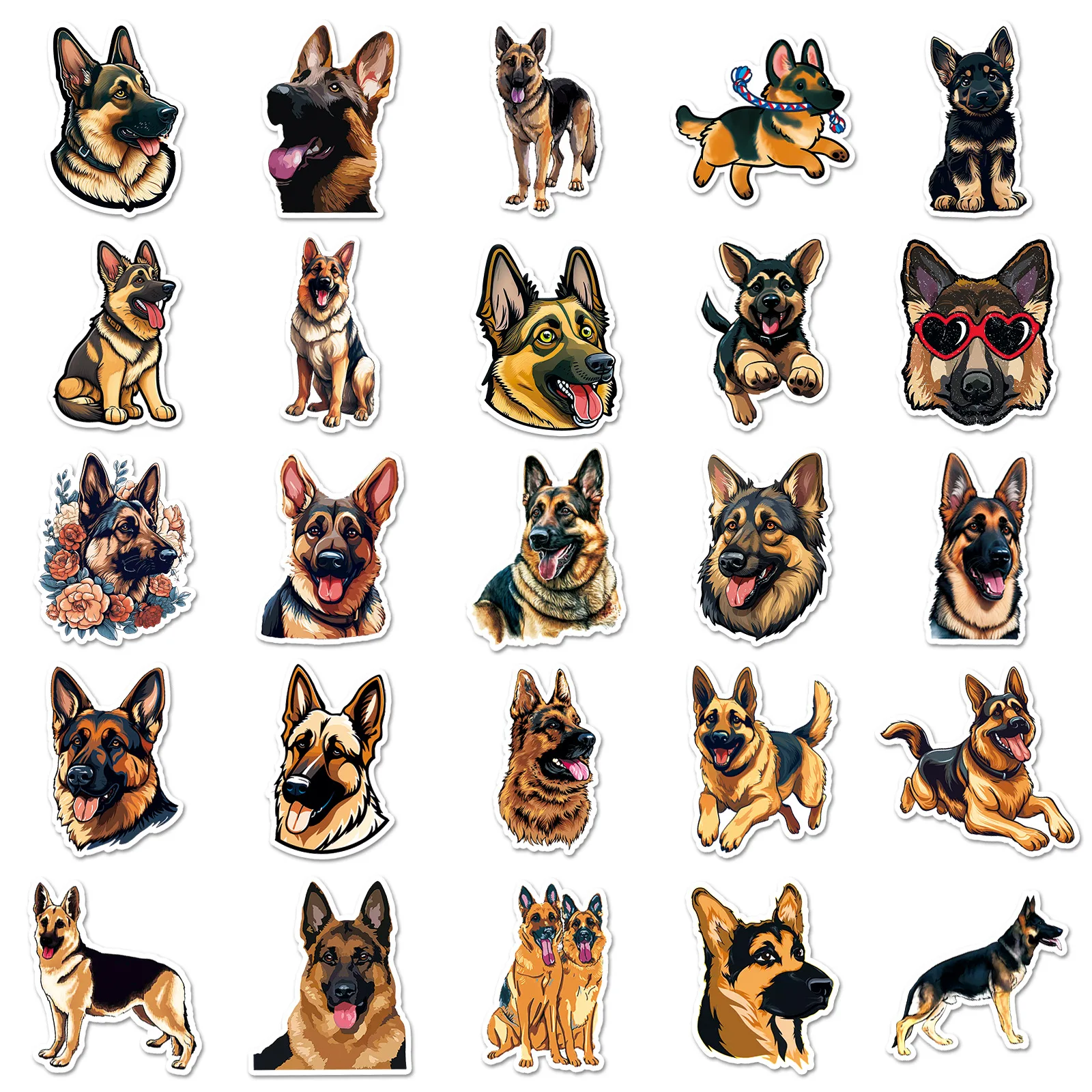10/50 قطعة كلب الشرطة الراعي الألماني الكرتون الحيوان مقاوم للماء الديكور الغيتار كوب ماء حقيبة ملصق مضاد للمياه لعبة أطفال #5