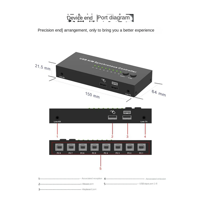 USB K/M Synchronous Controller KVM Switch Multiple Computers Share 1 Set Of Mouse And Keyboard