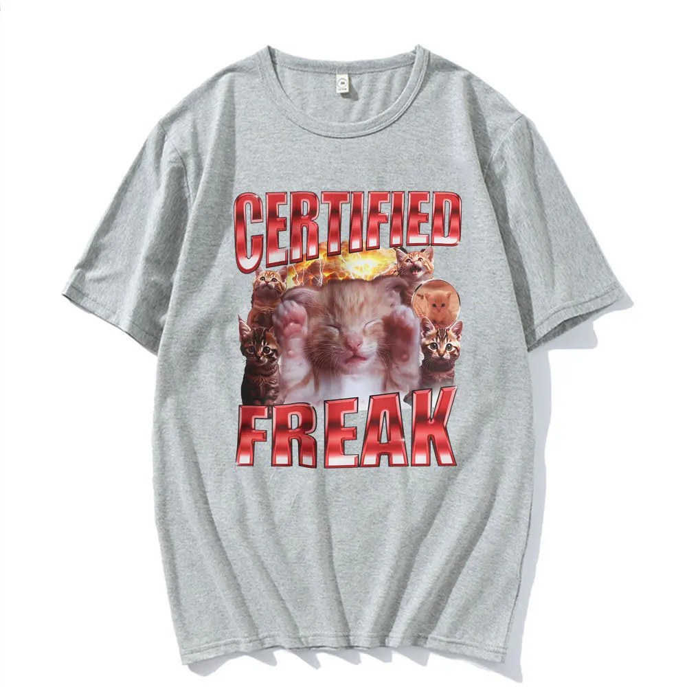 인증된 재미있는 귀여운 고양이 밈 티셔츠 여성 의류 유머 동물 그래픽 티셔츠 여름 카와이 반팔 티셔츠 Y2K