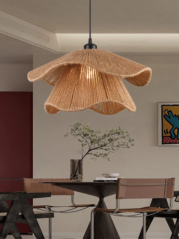 New Hemp Rope Restaurant Ceiling Pendant Lamp Vintage Handmade