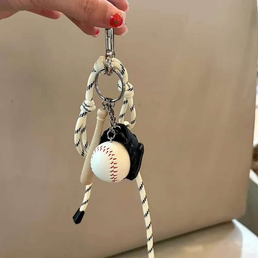 Korean Ins Personalized Creative Baseball Couple Bag Car Key Pendant Mountaineering Rope AirPods Decorative Bracelet Rope