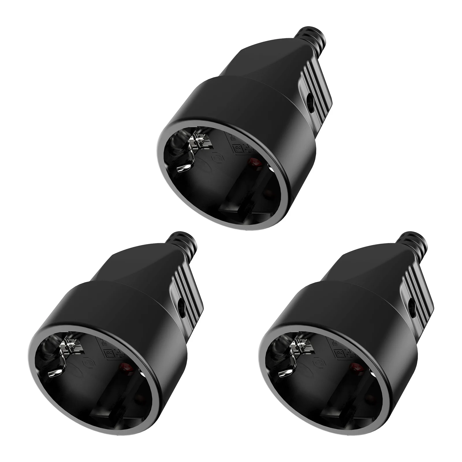 

3pcs EU Schuko Plug Coupling 2-Pole German Plug Replacement Rewireable Female Outlet Connector For Power Extension Cable