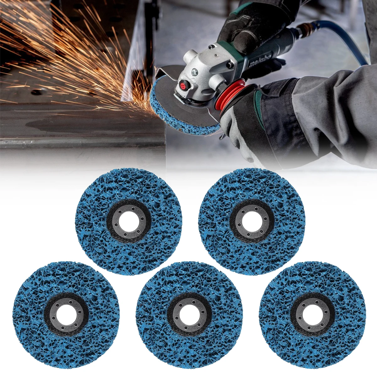 

5PCS 115mm Coral Disc Poly Strip Disc Diamond Grinding Wheel Flap Disc for Angle Grinder Paint Rust Removal Clean Abrasiv