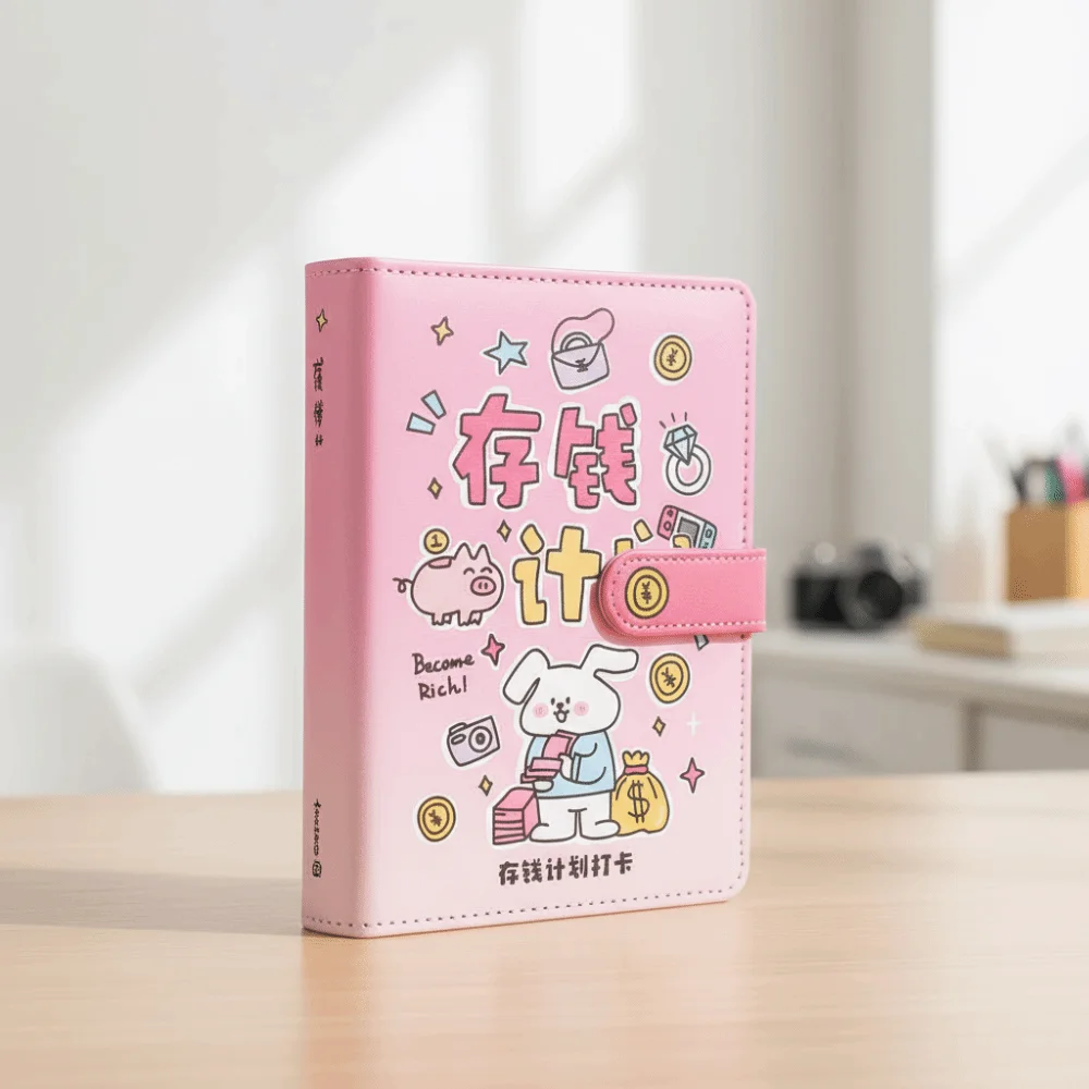 محفظة تخزين توفير المال الموثق بو الجلود النقدية المغلفات الميزانية الموثق مع قفل كتيب 50 ورقة مخطط المنظم #3