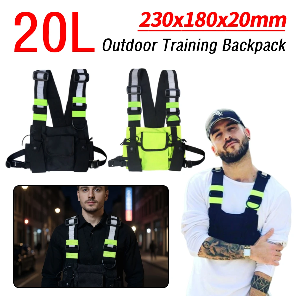 

Stylish Chest Bag Large Capacity Reflective Vest Backpack Breathable Trendy Sports Chest Bag for Mountaineering Fishing Hiking