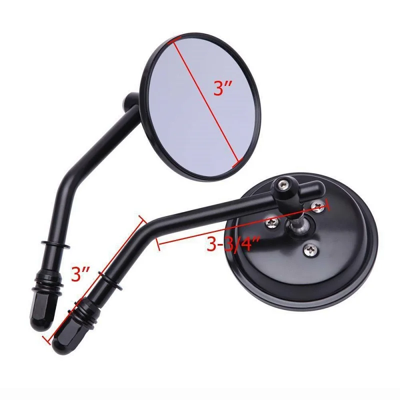 2Pcs Black Round Motorcycle Rearview Side Mirrors For Harley Sportster Bobber Chopper Motorcycle Mirrors