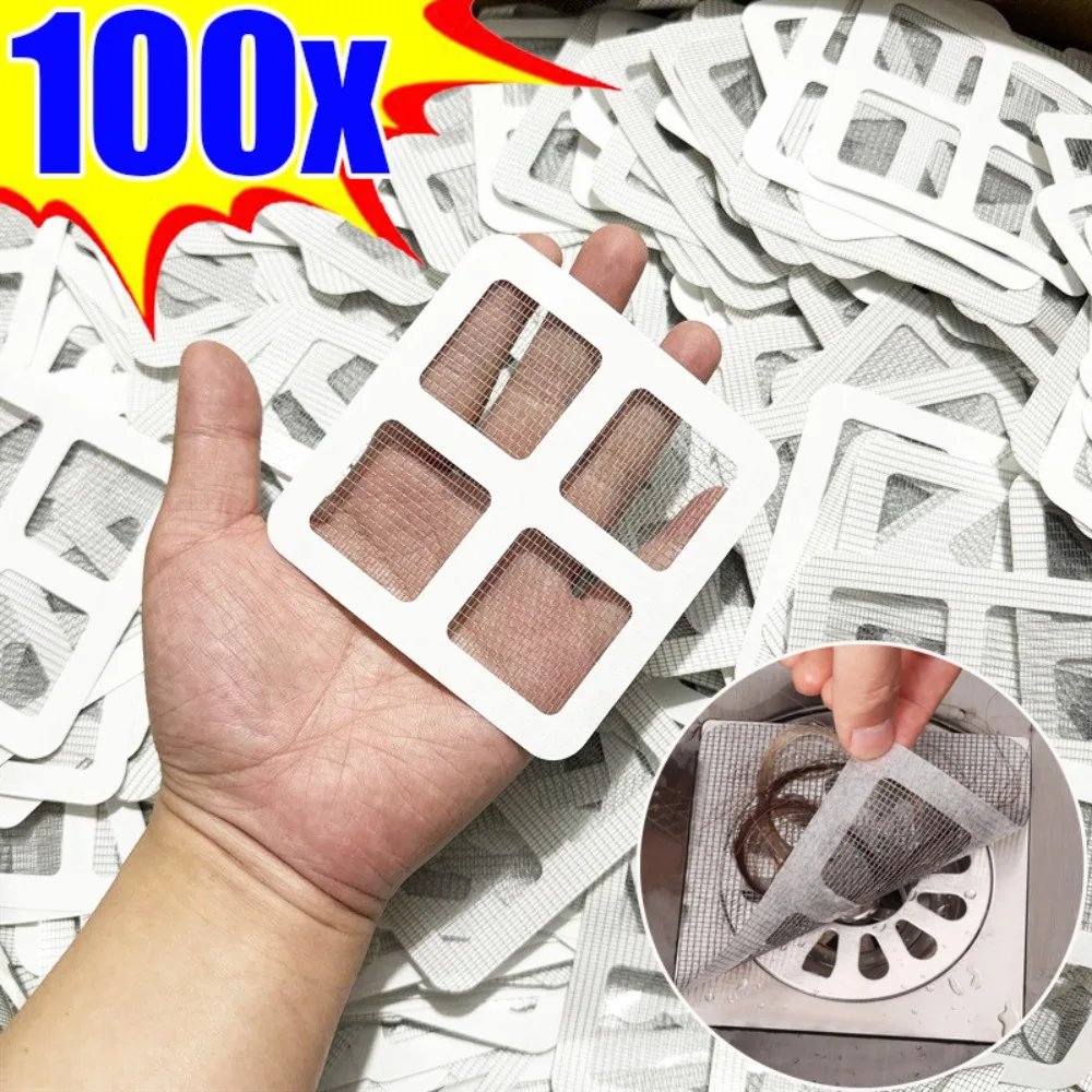 

100/5pcs Disposable Floor Drain Sticker Kitchen Sink Bathroom Sewer Filter Viscose Floor Drain Sticker Anti-blocking Hair Filter