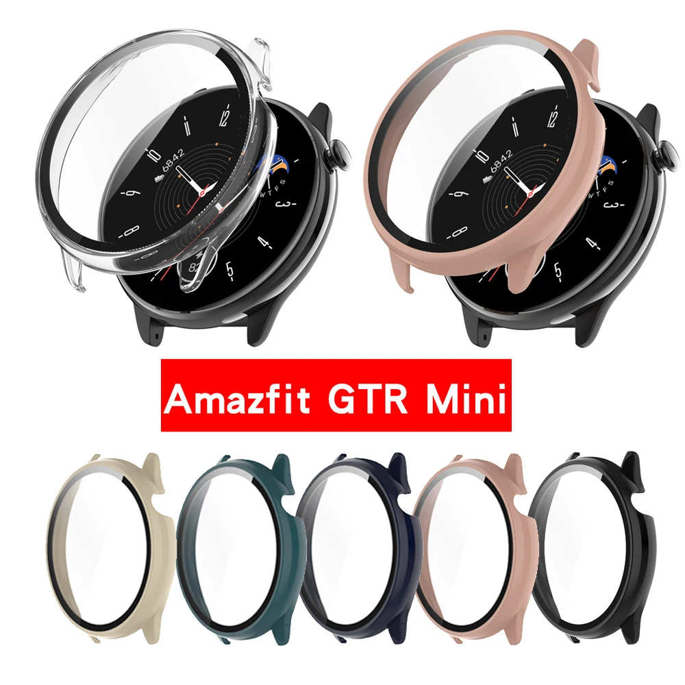 Protective Case Tempered Glass Screen Protector Film for Huami Amazfit GTR mini Smart Watch Full Protection Watch Case Cover