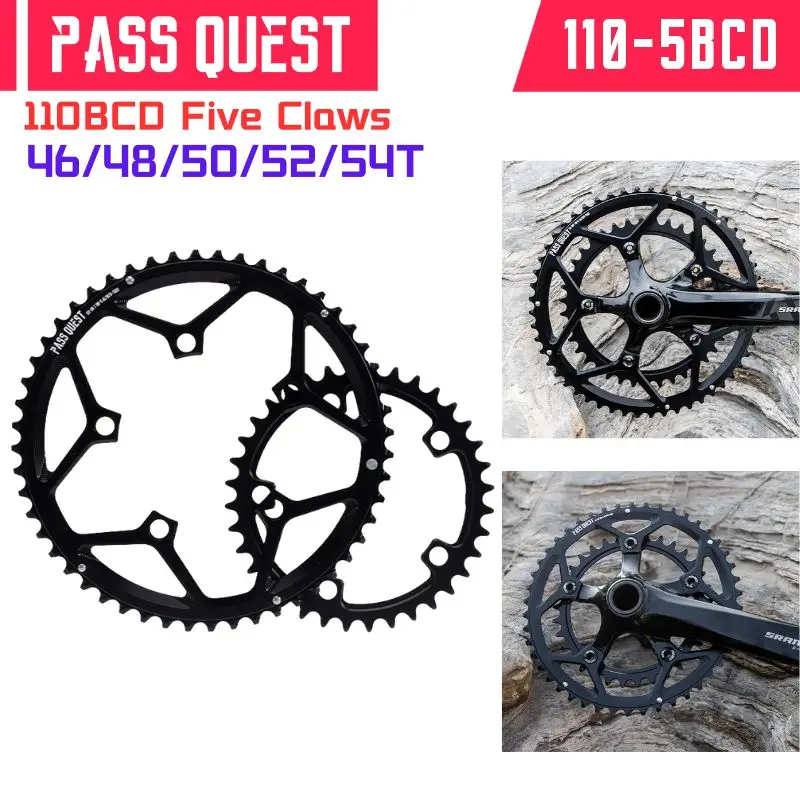 PASS 110BCD 5-Claw Foldable Bicycle Chain Wheel Mountain Bike Crankshaft Variable Speed Dual Disc for Apex Rotor 9/10/11 speed