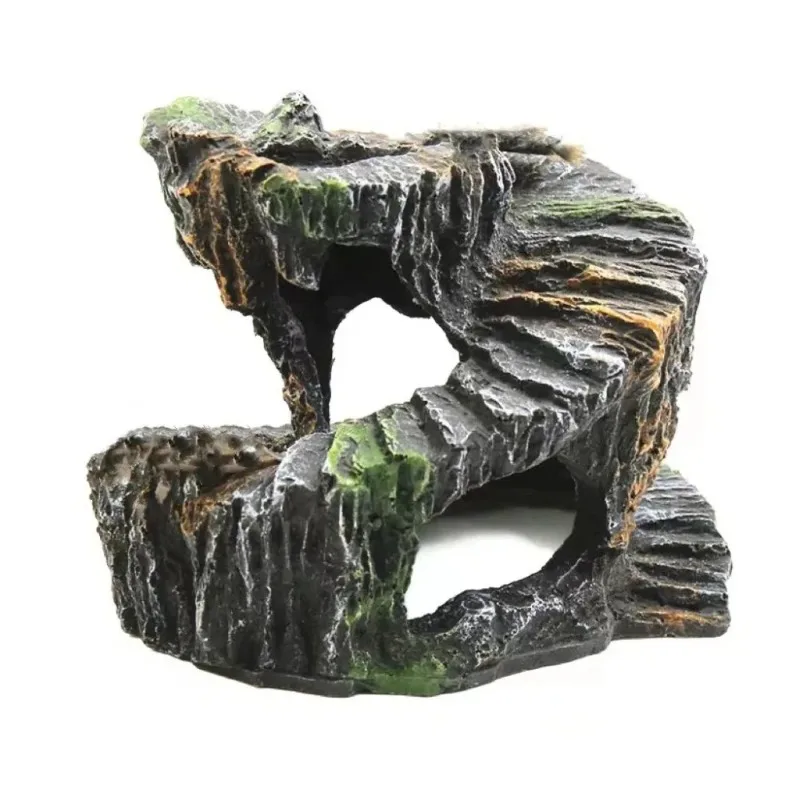 Resin Sunbathing turtle Platform Non Toxic Natural Reptile Hiding Cave Sturdy Artificial Rock Habitat Terrarium Landscape Decor - view 5
