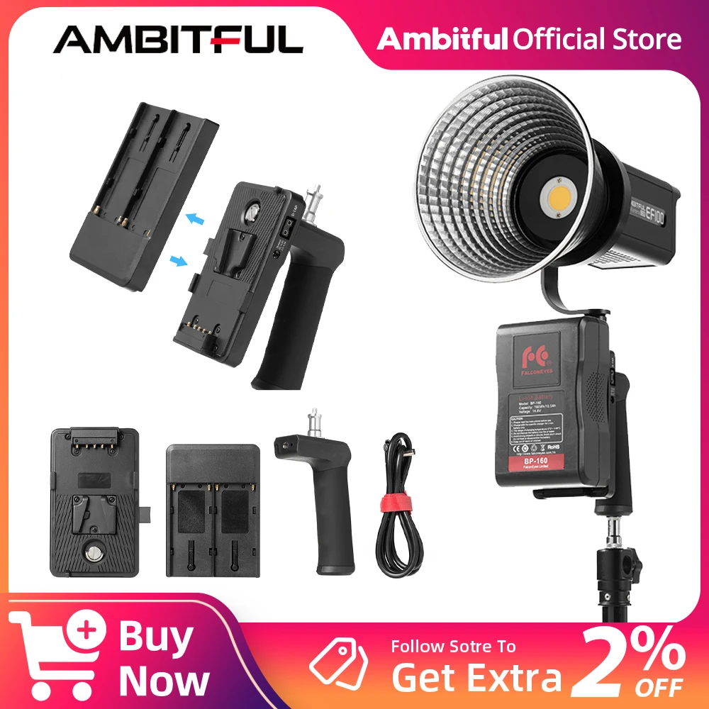 Ambitful BH-EF01 Hand-Held Battery Handle Accessory for Photographic Light Fill Light Battery Compartment