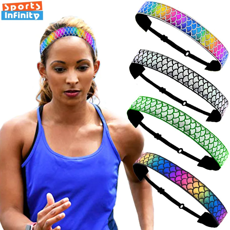 

New Mermaid Sports Headband Women Anti Slip Running Headband Trendy Sweatband Fitness Yoga Headband Sports Hairband Head Bands
