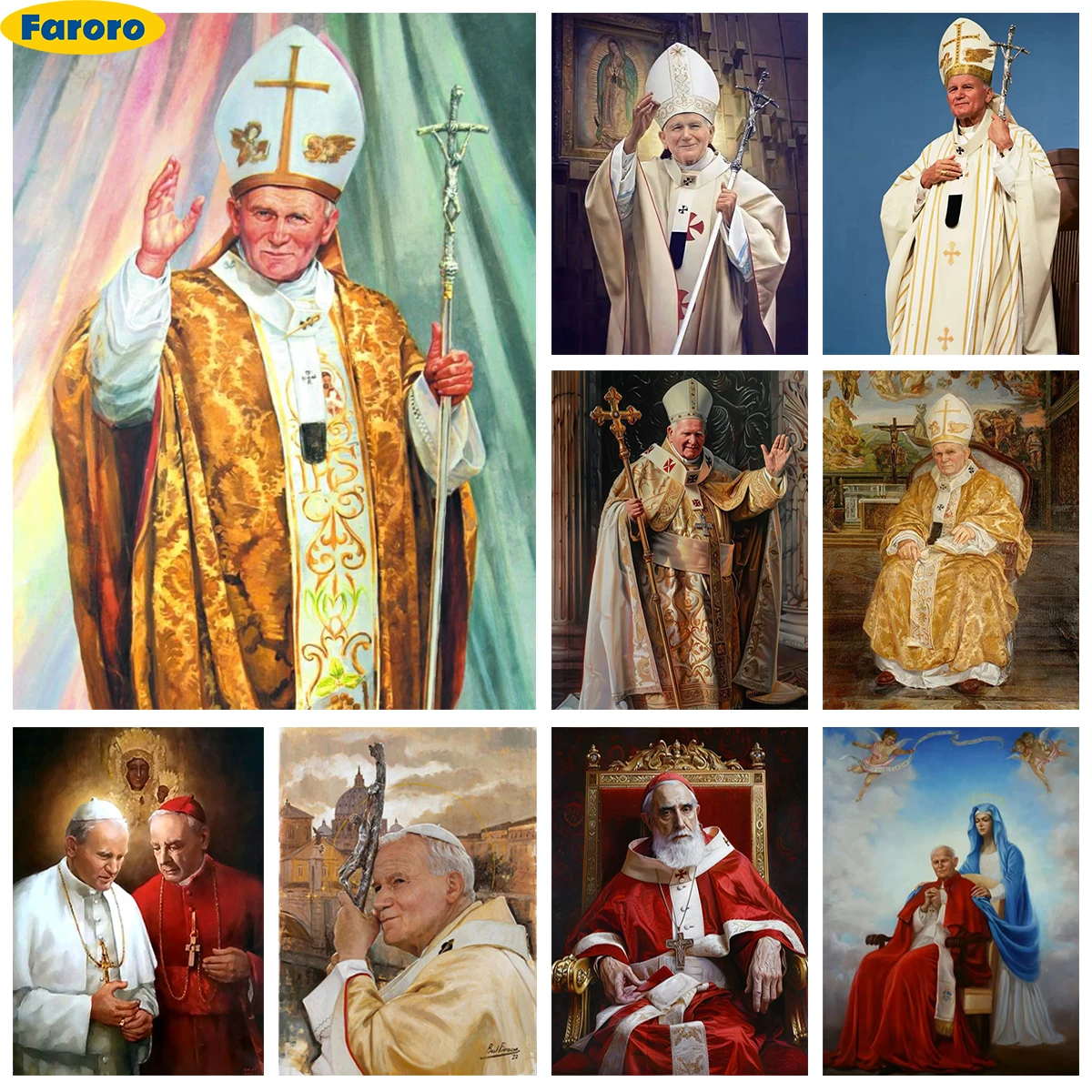 

Souvenir Francis Diy Diamond Painting Catholic Pope 5D Diamond Embroidery Kit Hand Gift Collect Art Home Decor