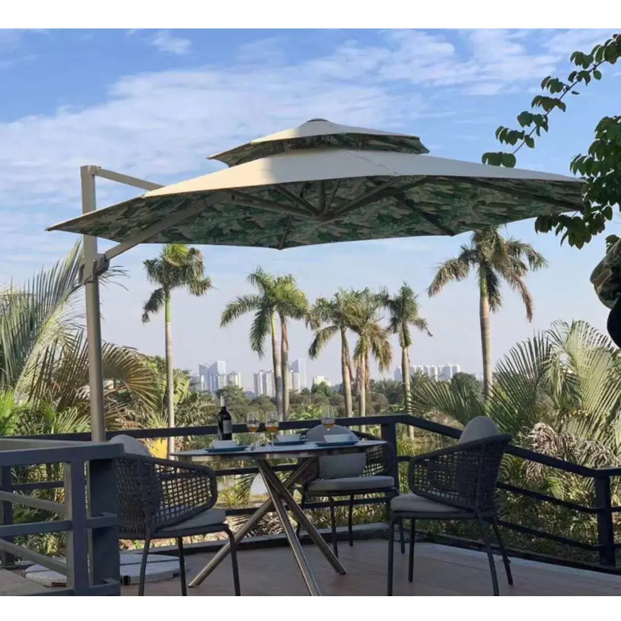Custom Furniture Patio Light Emitting Diode Light Umbrella Garden Cantilever Umbrella Outdoor Double Parasol Large Roman Umbrell