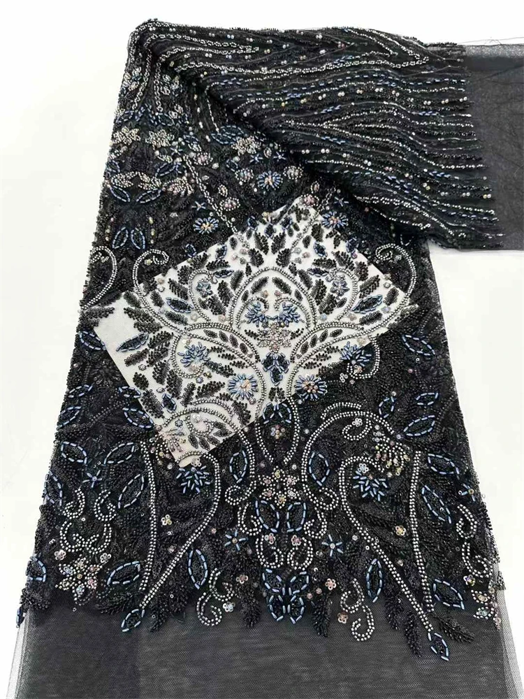 أحدث عرض ساخن لعام 2025 قماش دانتيل ثقيل مطرز فرنسي فاخر جديد راقي نيجيري أفريقي مع قماش ترتر لحفلات الزفاف