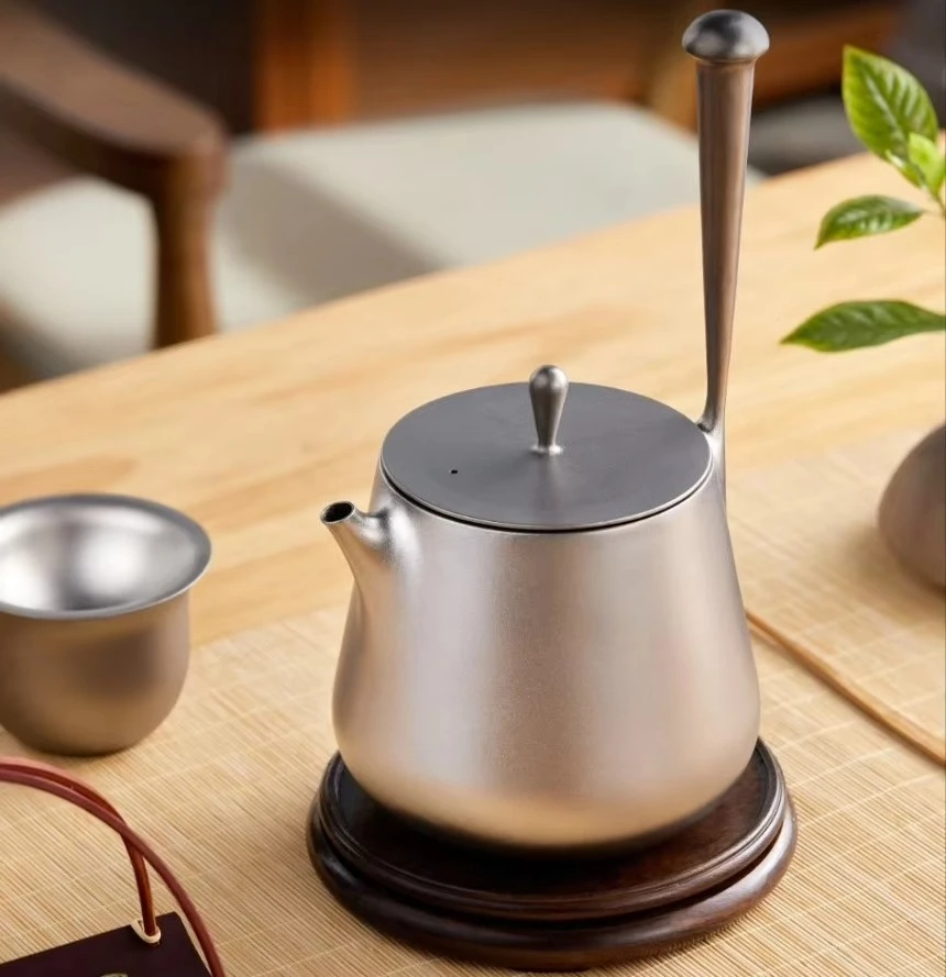 غلاية Dubhe من التيتانيوم، غلاية يدوية بالتنقيط، وعاء قهوة طويل وضيق مع مقبض مضاد للحرق، 1000 مل