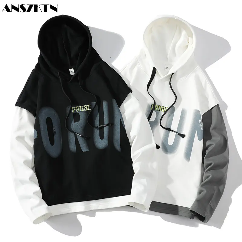 

Осенняя Толстовка ANSZKTN с длинными рукавами и принтом для мужчин, толстовка с капюшоном