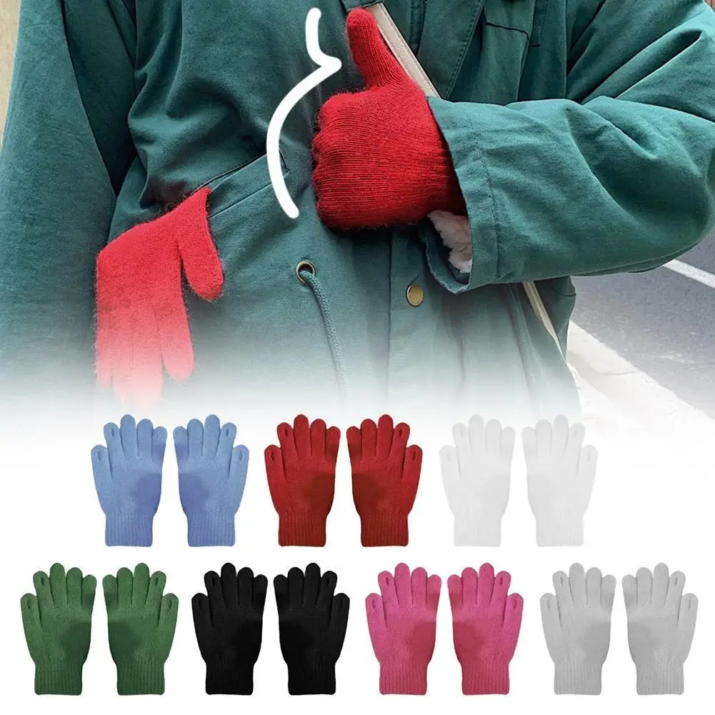 1Pair Full Finger Gloves Elastic Riding Warm Thick Cashmere Winter Gloves For Outdoor Cycling Driving Can Use Phone gloves