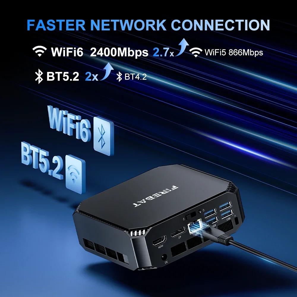FIREBAT A6 MiniPC AMD R7 6800H Dual Band WiFi6 BT5.2 16GB 512GB Computer da gioco desktop Mini PC Gamer