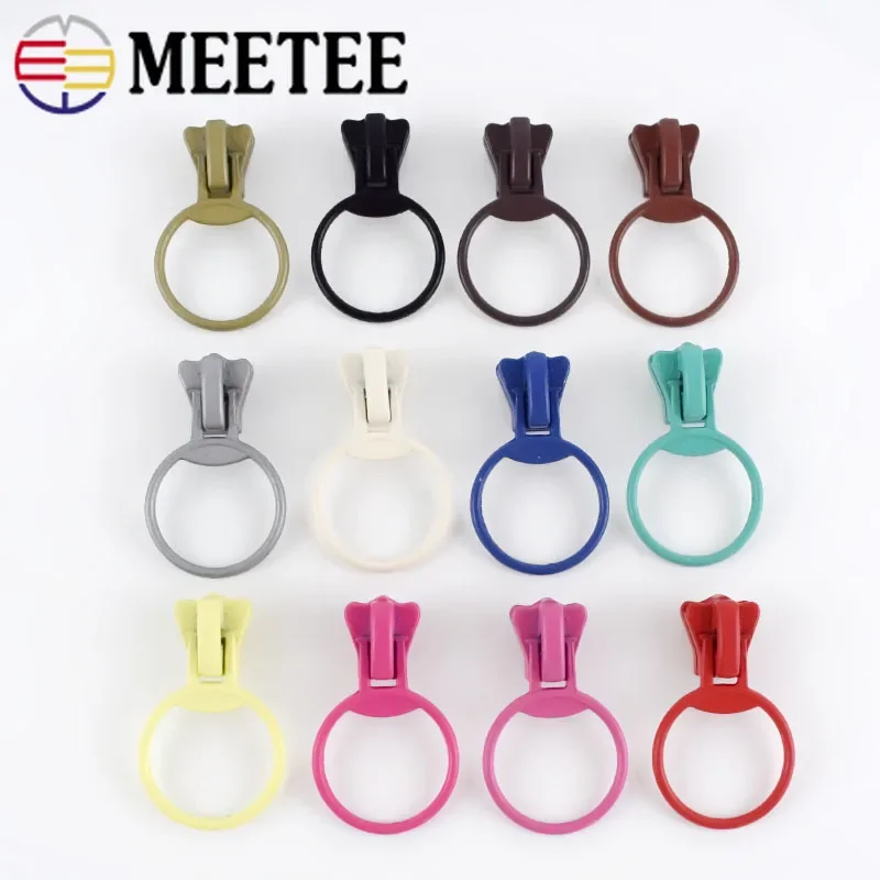 10/20Pcs 5# Zipper Sliders For Resin Zippers O Rings Bags Zip Pull Head Zips Repair Kit DIY Sewing Replacement Accessories