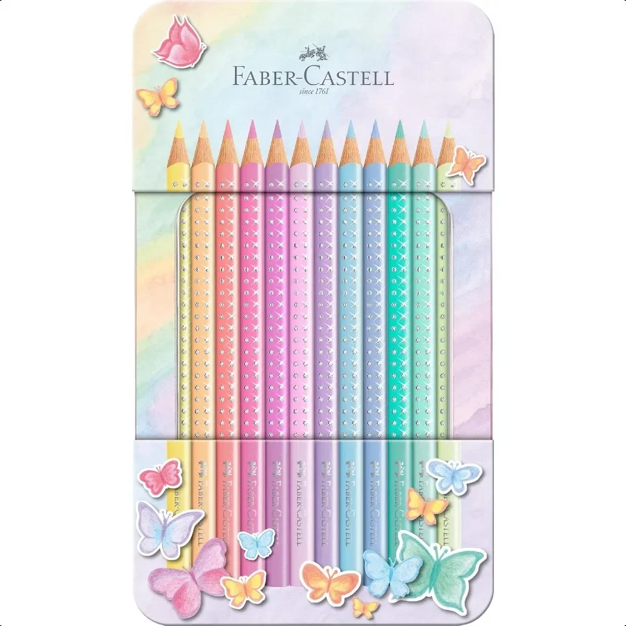 

Цветные карандаши Sparkle Pastel, упаковка из 12 металлических футляров, банка из 12 штук