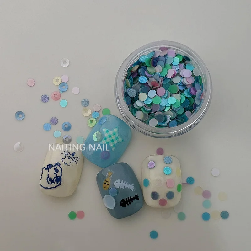 1 Box Dreamy Colorful Circular Ring Pailletten-Nagelzubehör Nageldekoration 3D Nail DIY Nails Pailletten Bunter Nagelsalon – Detail 5