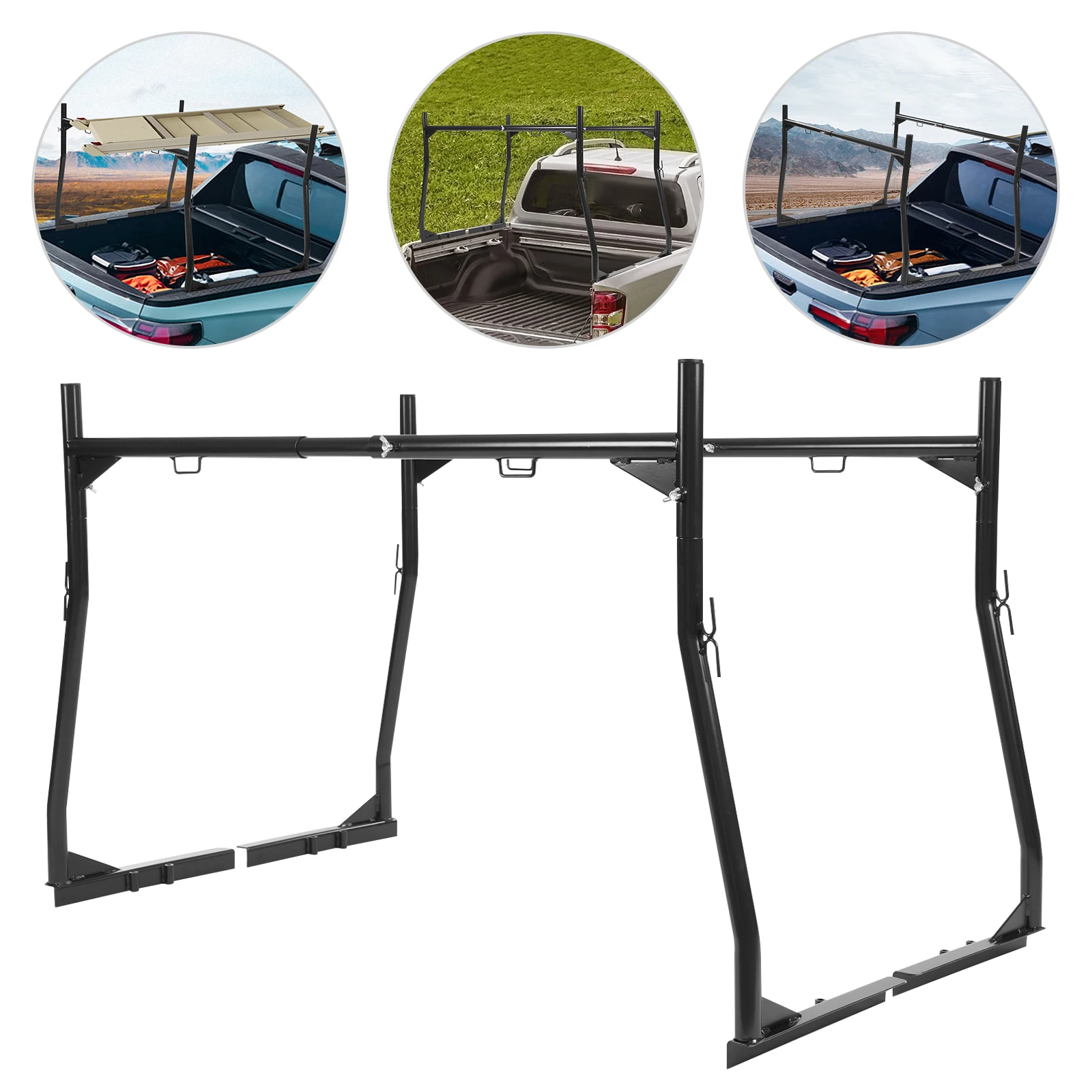 Universal Truck Ladder Rack Adjustable Carbon Steel Trailer Rack for Pick-up Trucks Max.Load 800lbs