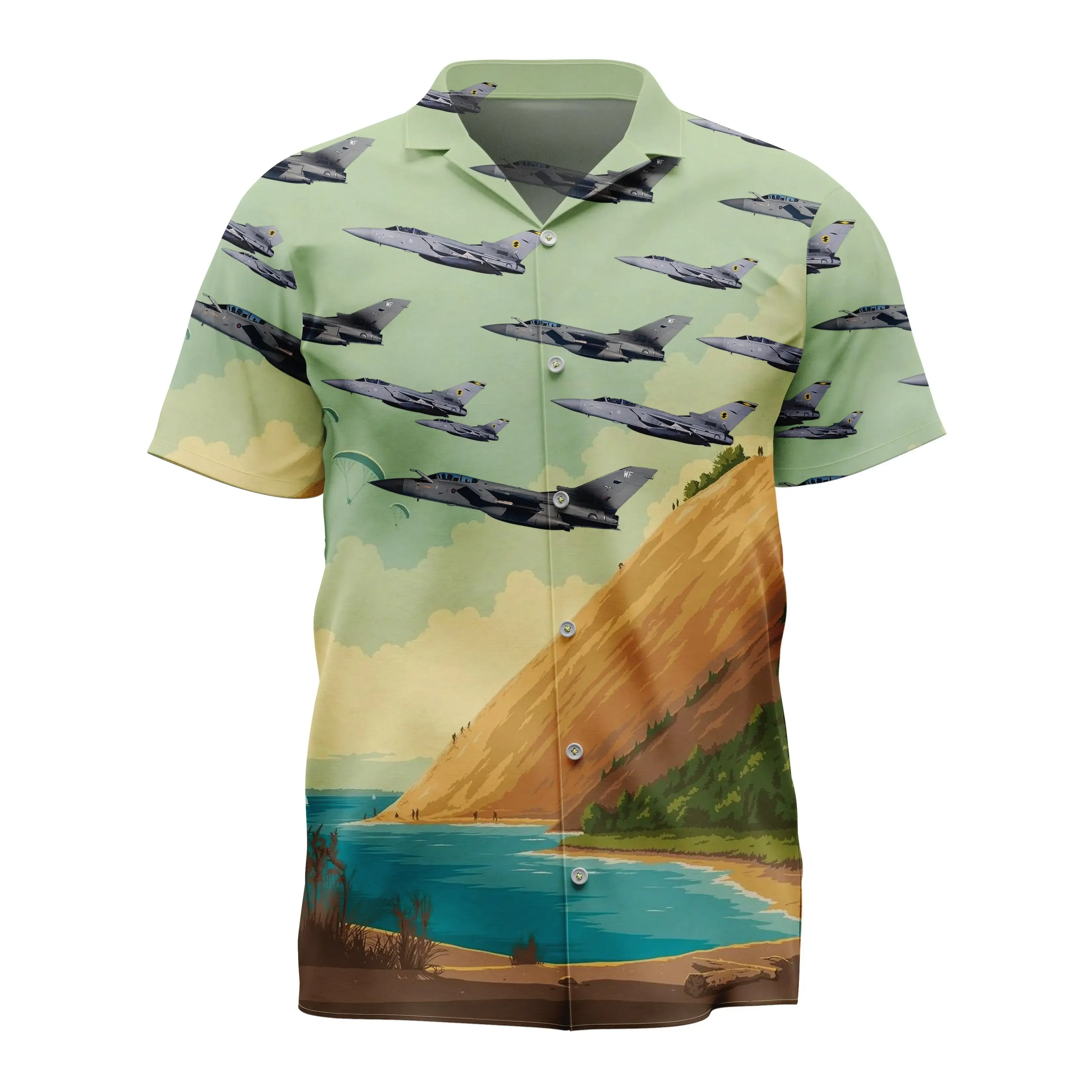 Jumeast Helikopter-Muster, Hawaii-Hemd, lustige Palmen-Grafiken, Polyester, Aloha-Hemden, tropische Blätter, lässige Herrenbekleidung