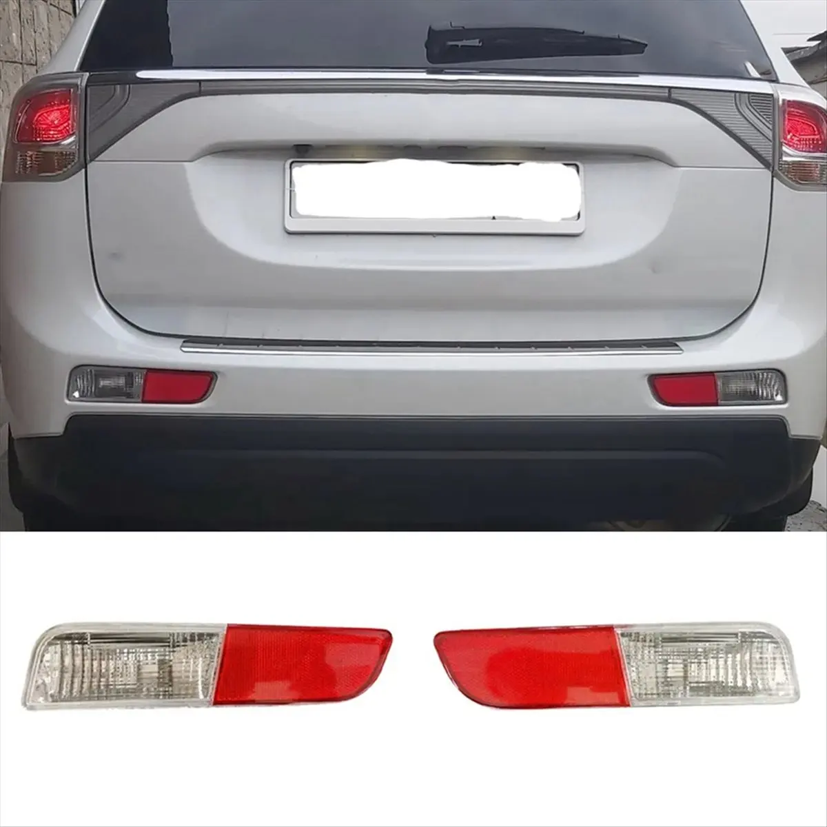 #12U (Transparent & red)Car Rear Bumper Fog Light Reflector for Outlander 2012-2015 8336A102,Automotive Parts & Accessories
